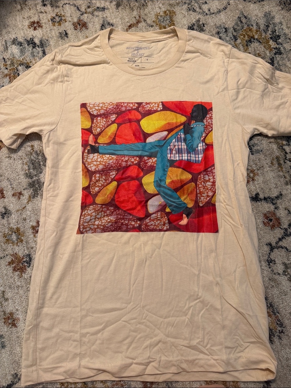 Graphic Tee with Colorful Dance Print - Cream